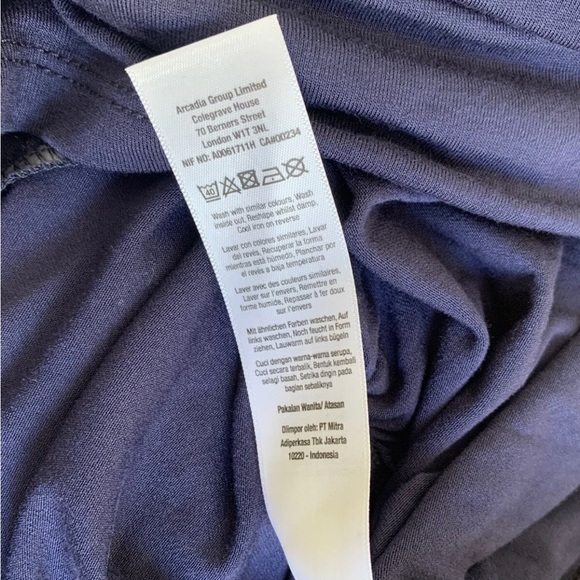 DOROTHY PERKINS Maternity Top Tie Front 3/4 Sleeves Navy Blue 2In1 UK Size 12 - Picture 7 of 11